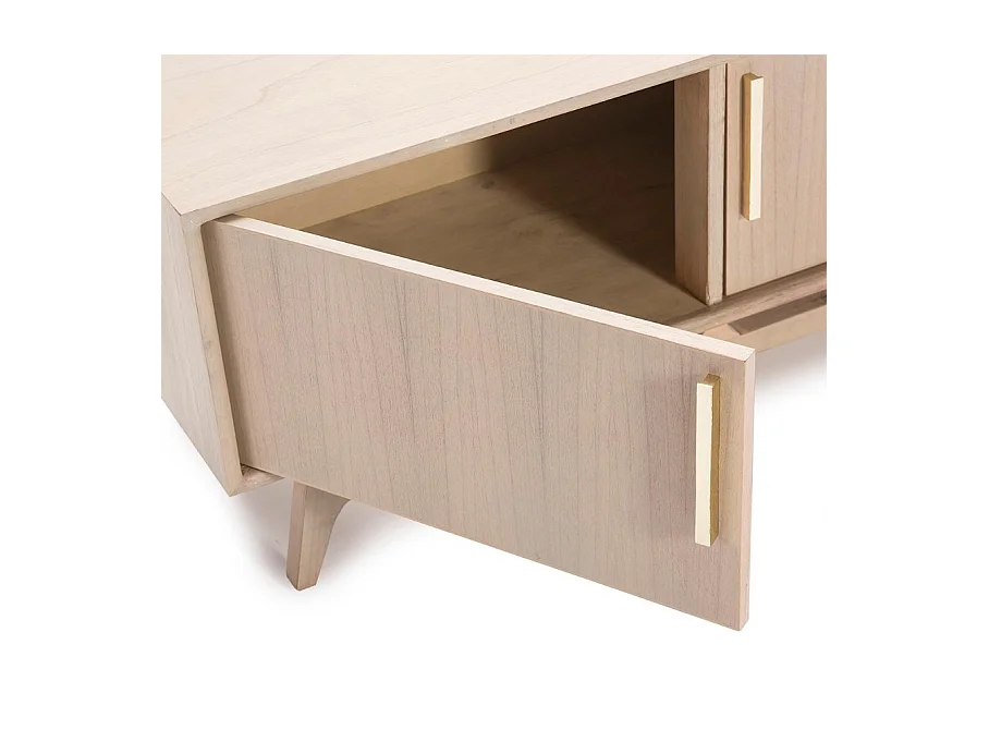 Mueble TV 3 puertas de madera maciza clara 160 cm