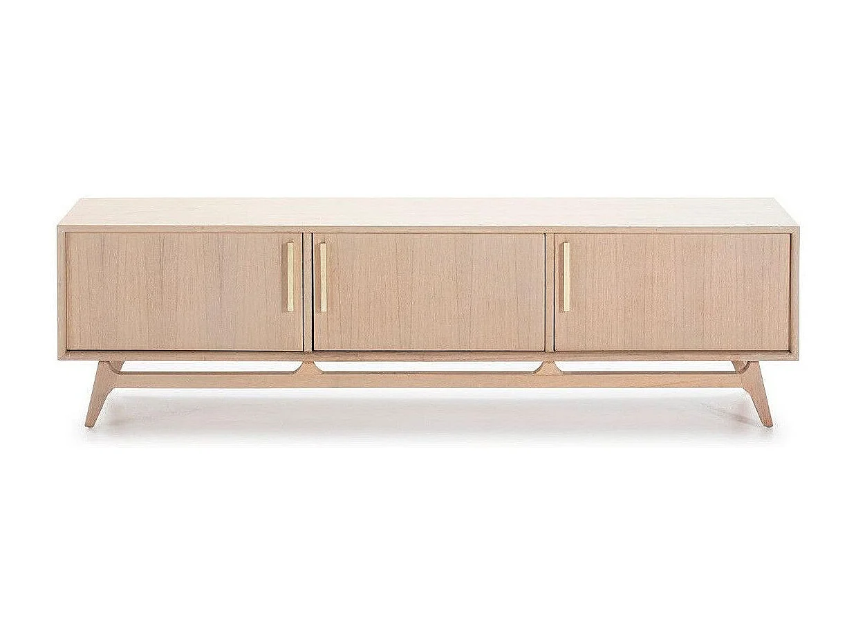 Meuble TV 3 portes bois massif clair 160cm