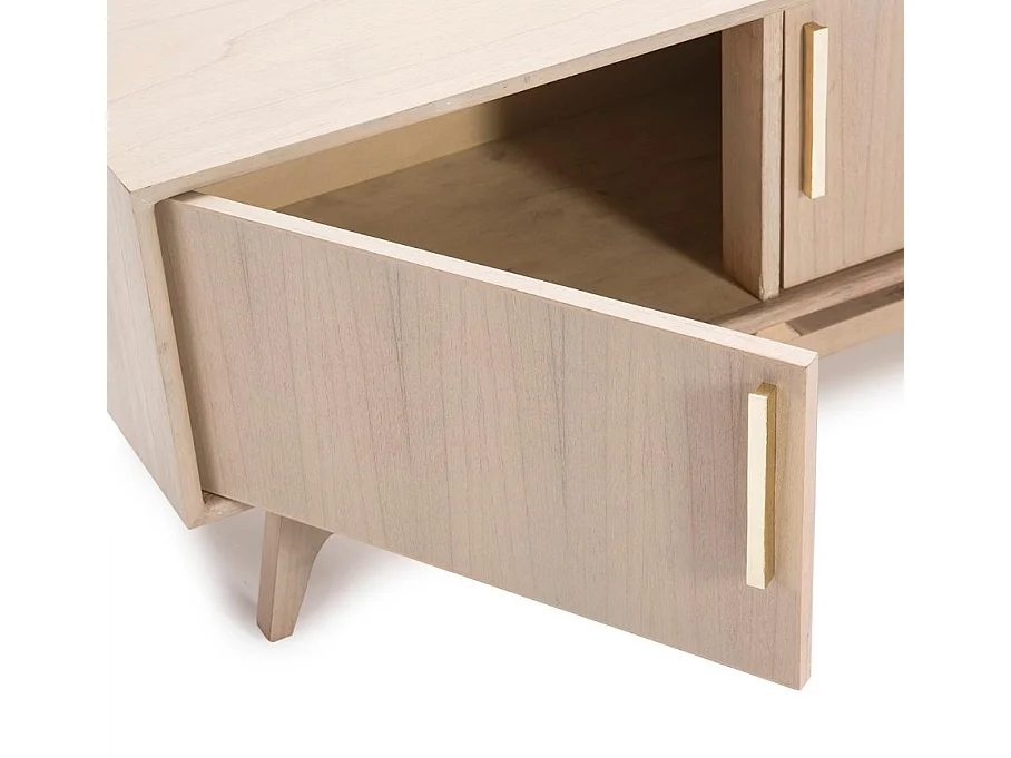 Meuble TV 3 portes bois massif clair 160cm