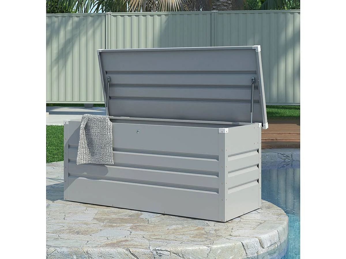 Metalen Tuinkist "Store" 580L - Anti-Corrosie en Anti-UV Buitenopslag - Zilver