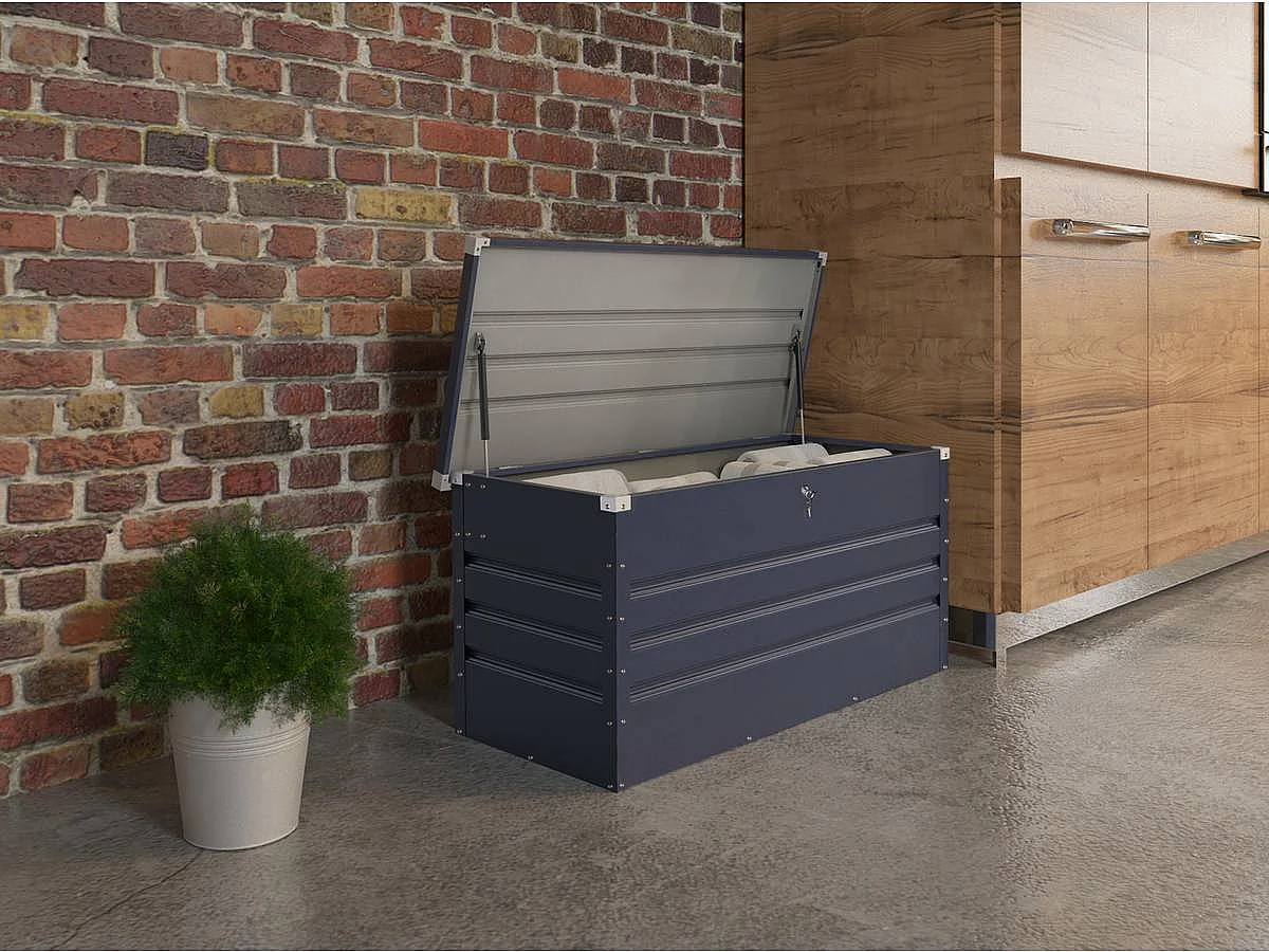 Coffre de jardin métal "Store" - 480 L - 132 x 61 x 60 cm - Gris