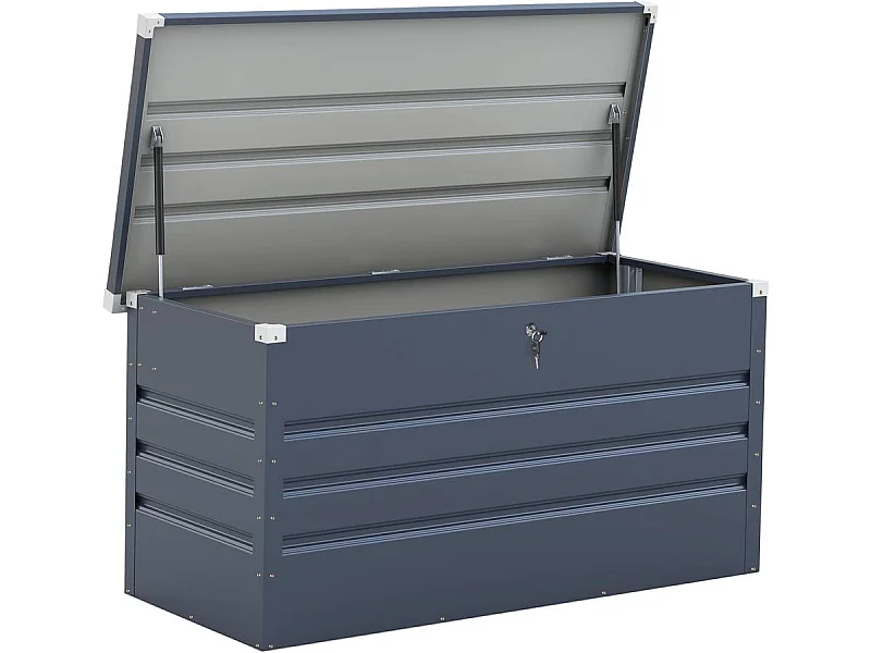 Coffre de jardin métal "Store" - 480 L - 132 x 61 x 60 cm - Gris