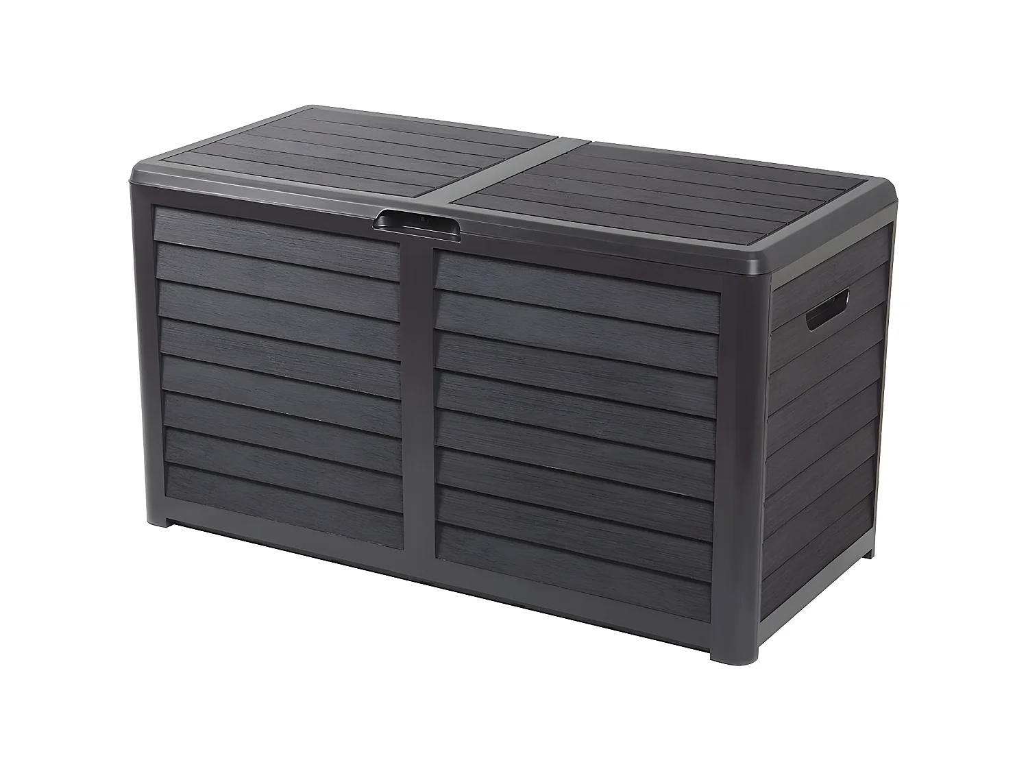 Gartenbox Baya 420L aus dunkelgrauem Kunststoff zur Aufbewahrung von Gartengeräten und -produkten