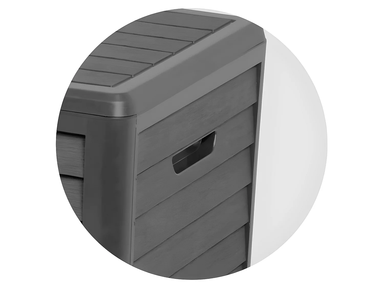 Gartenbox Baya 420L aus dunkelgrauem Kunststoff zur Aufbewahrung von Gartengeräten und -produkten