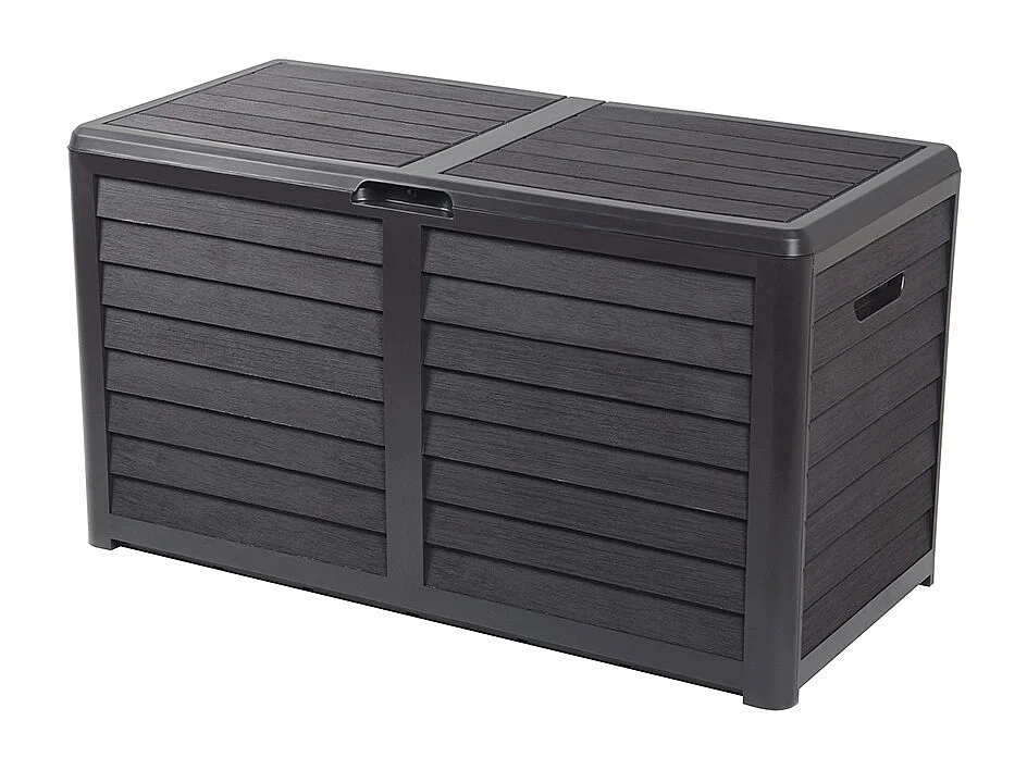 Gartenbox Baya 420L aus dunkelgrauem Kunststoff zur Aufbewahrung von Gartengeräten und -produkten