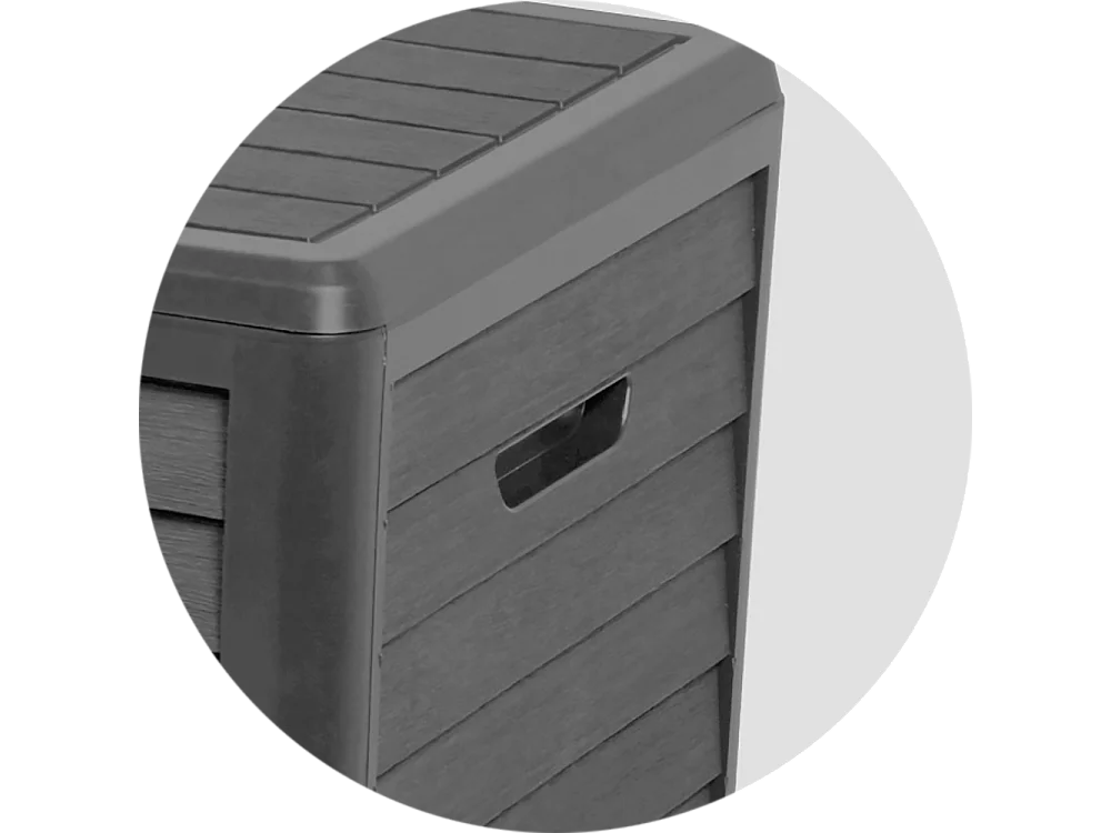 Baú de Jardim Baya 420L em Plástico Cinza Escuro para Armazenamento de Ferramentas e Produtos de Jardinagem