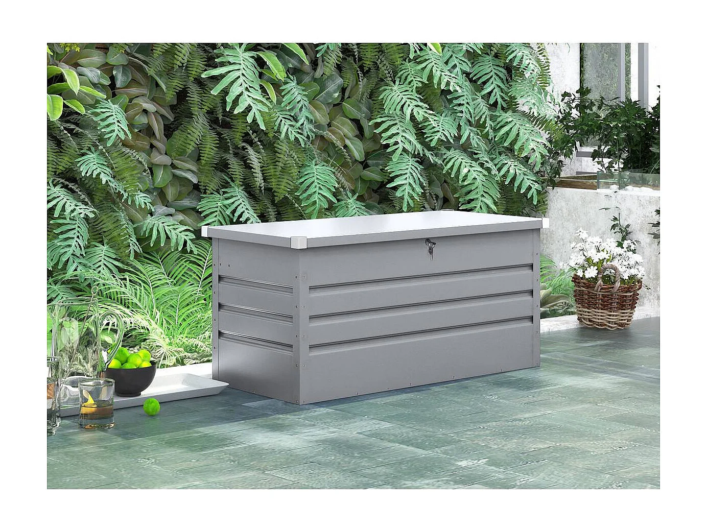 Coffre de Jardin Métal "Store" - 480L - Argent