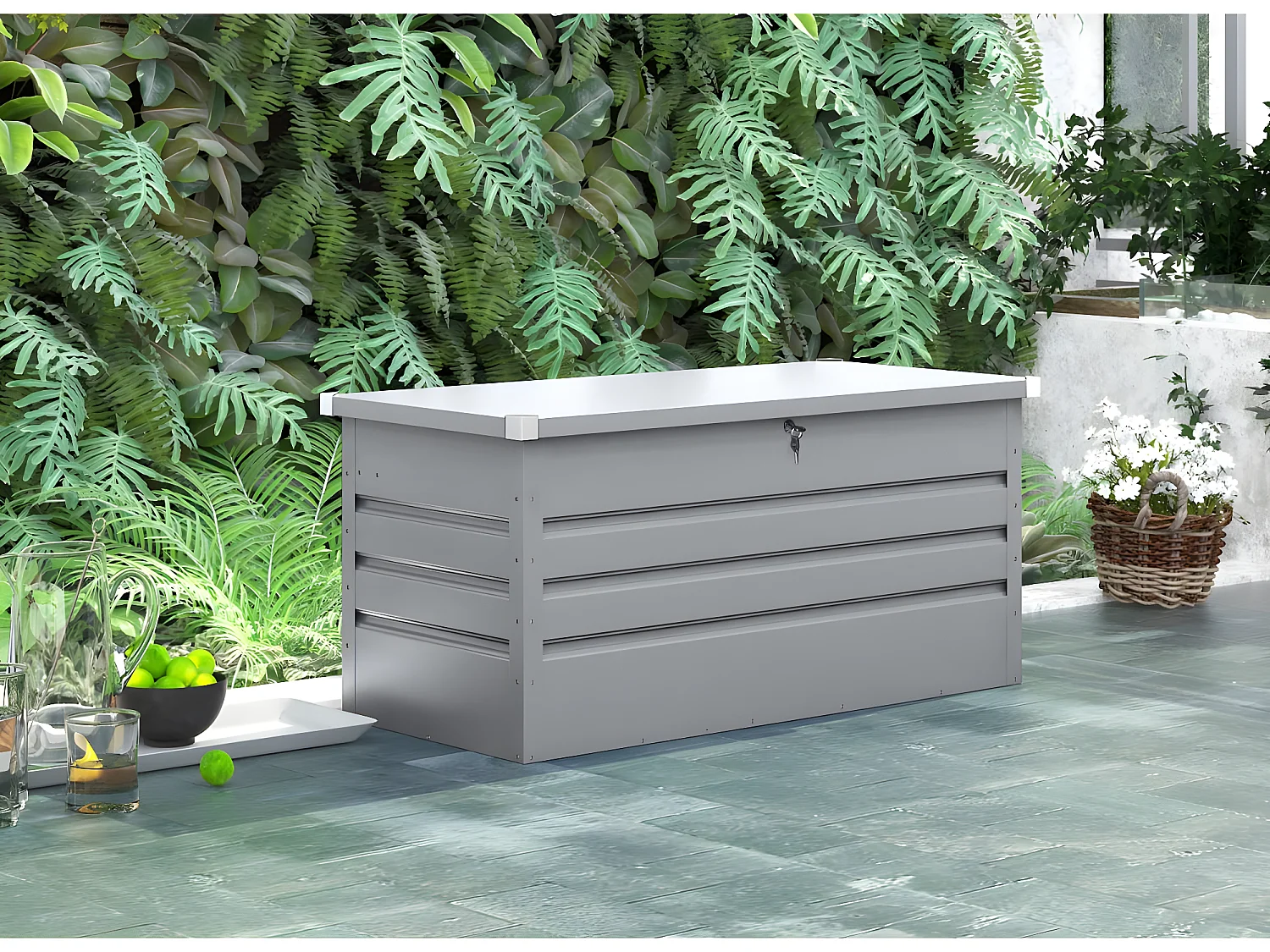 Coffre de Jardin Métal "Store" - 480L - Argent