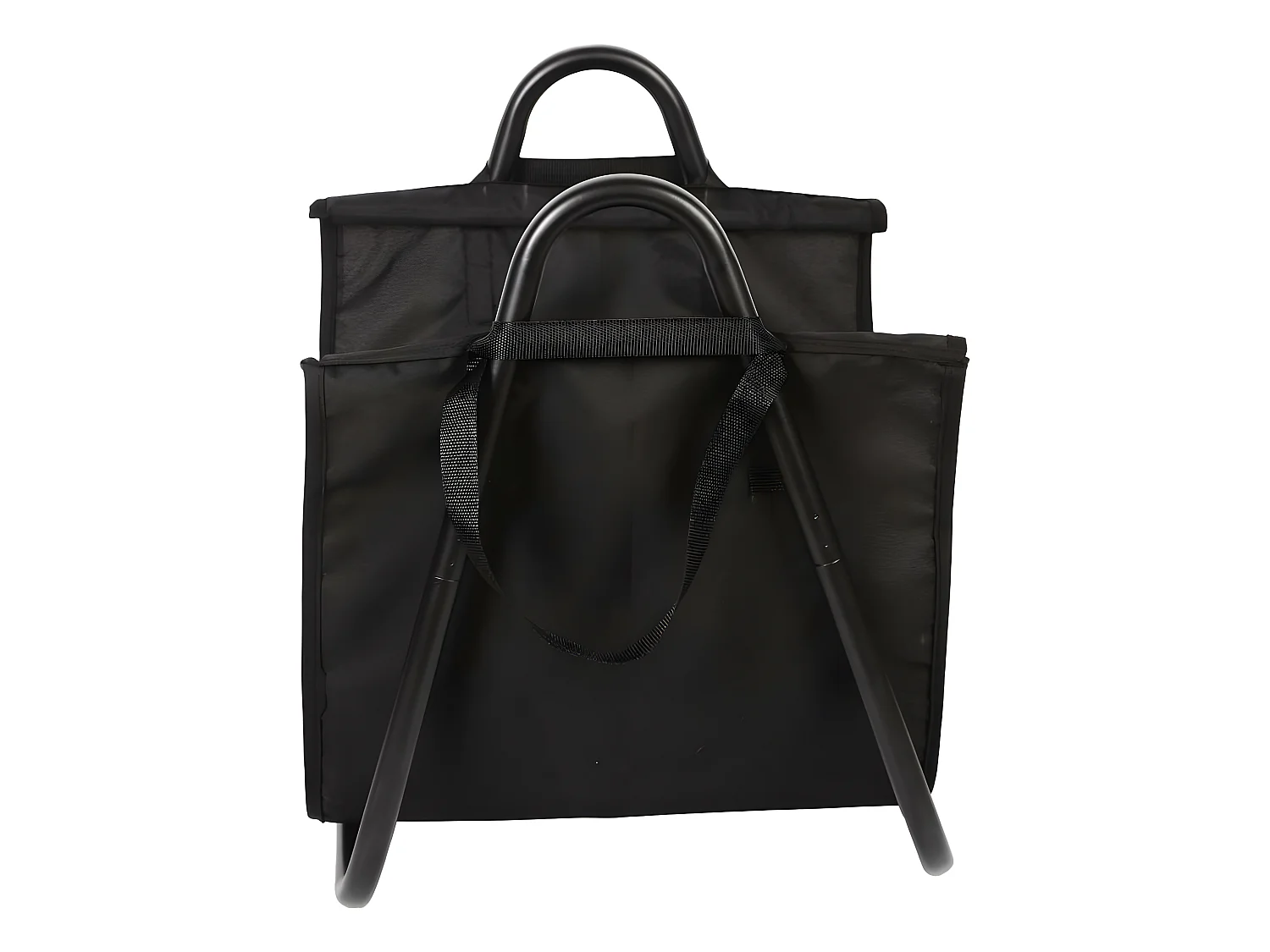 Haardhoutrek "Oslo" van zwart ijzer met een dik frame van 1 mm en een polyester coating