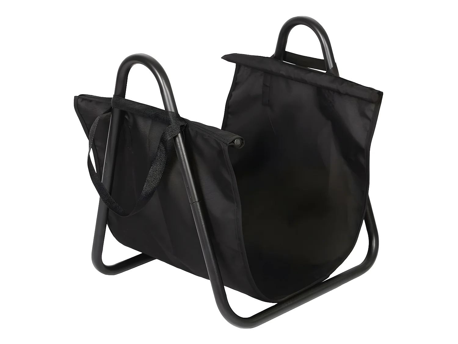 Haardhoutrek "Oslo" van zwart ijzer met een dik frame van 1 mm en een polyester coating