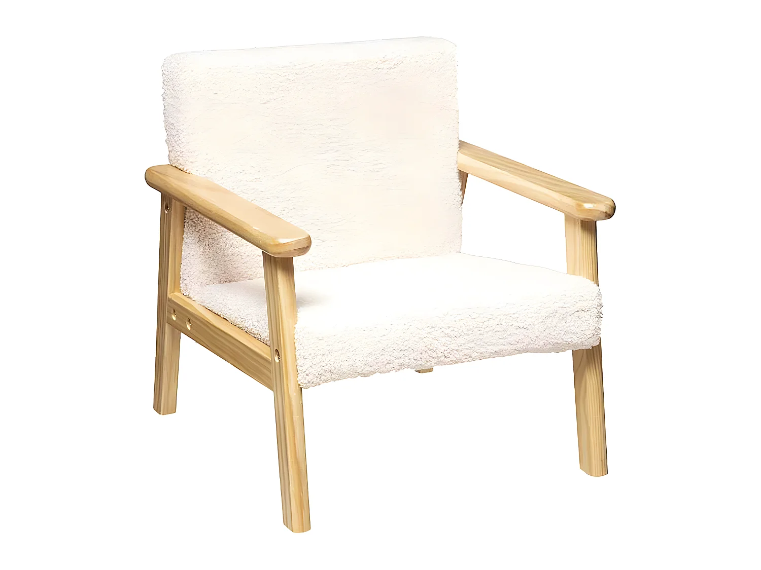 Fauteuil enfant en bois coloris blanc / naturel - Longueur 43 x Profondeur 43 x Hauteur 46 cm