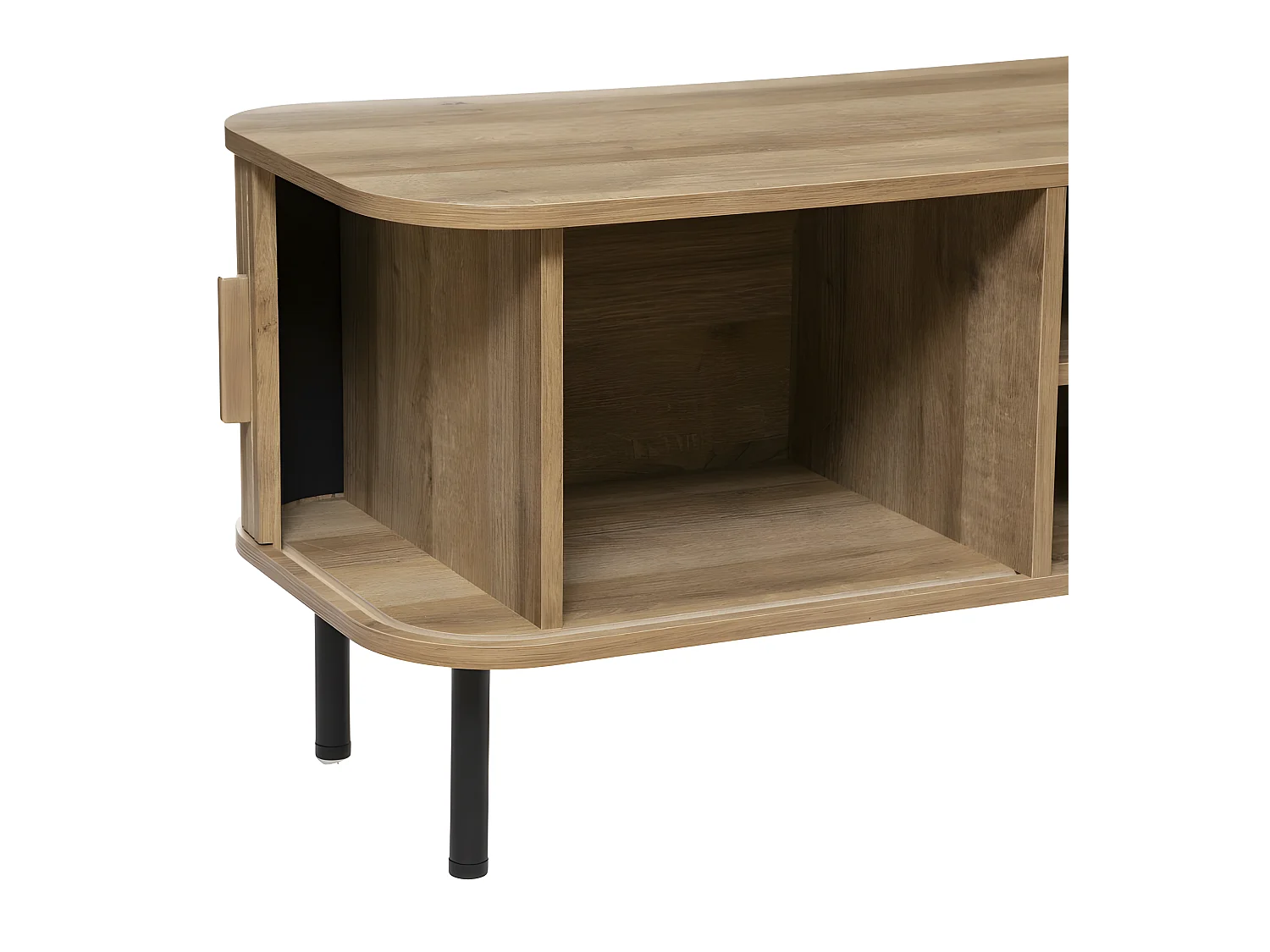 Meuble TV en bois MDF naturel et acier coloris noir - Longueur 80 x Profondeur 40 x Hauteur 53 cm