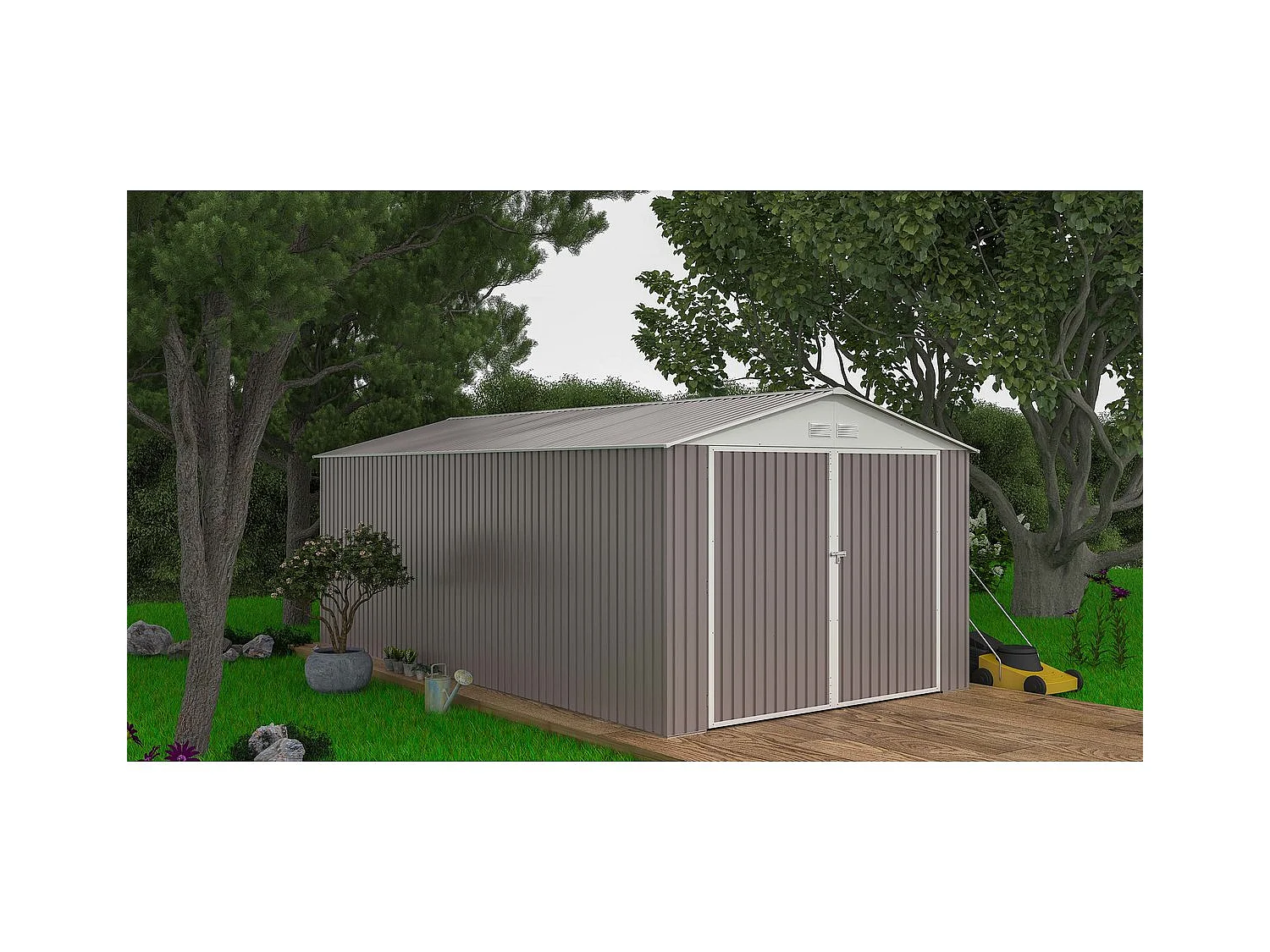 Garagem de metal "Nevada" com porta de batente - 18,56 m² para armazenamento ótimo