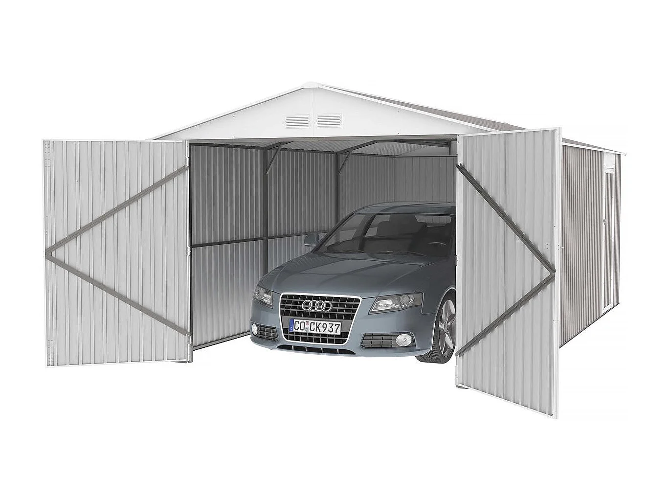 Garage métal "Nevada" avec porte battante - 18,56 m²