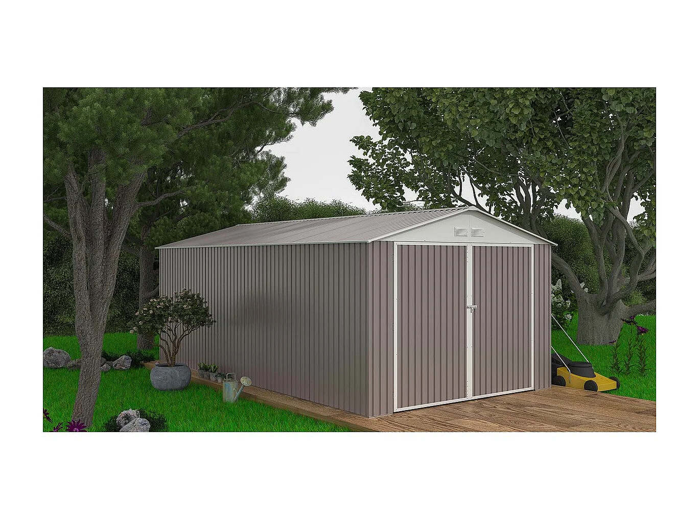 Garage in metallo NEVADA con porta battente - 18,56 m²