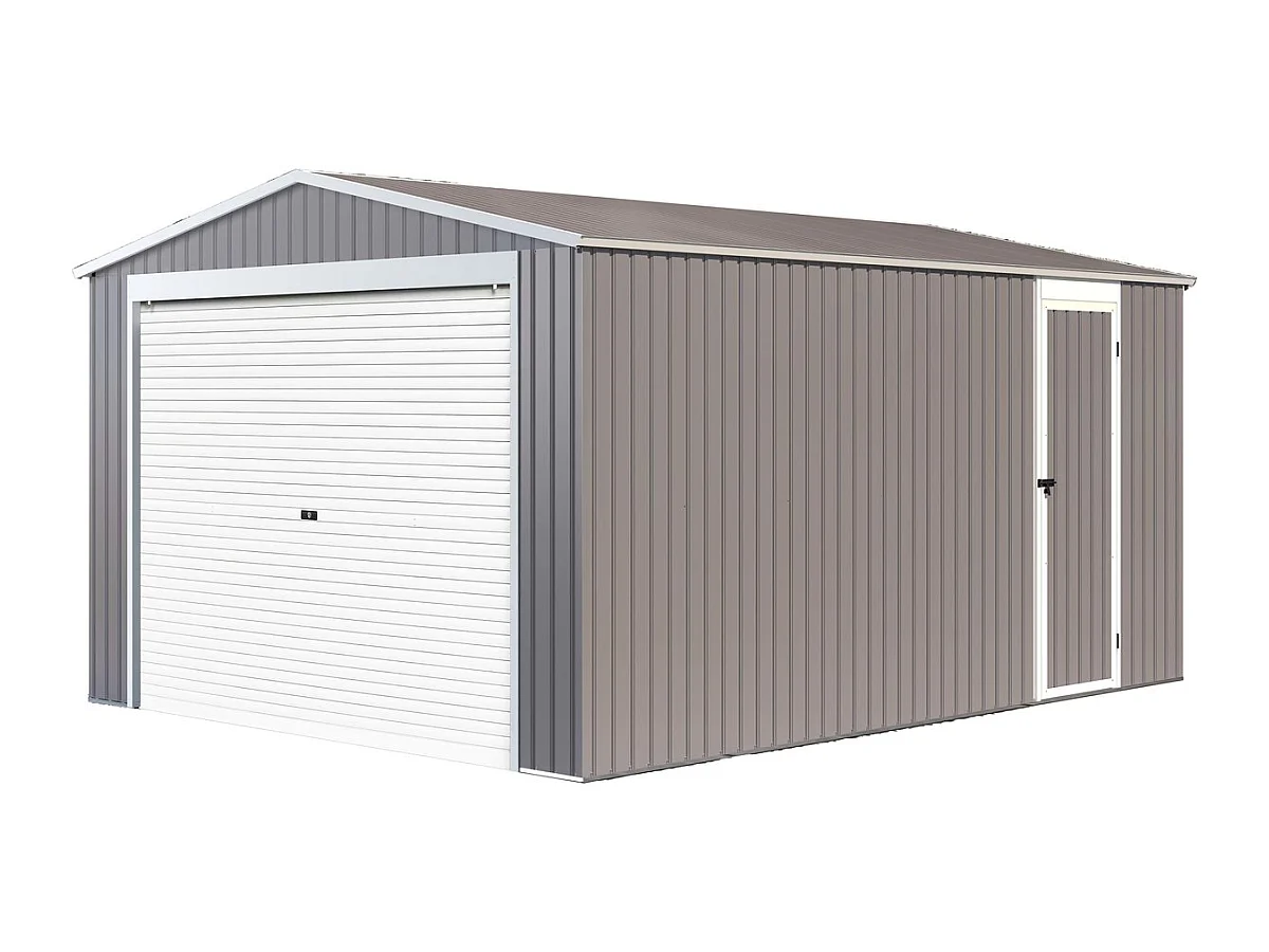 Garagem metálica "Nevada" com porta de enrolar - 15,61m² para carro e armazenamento