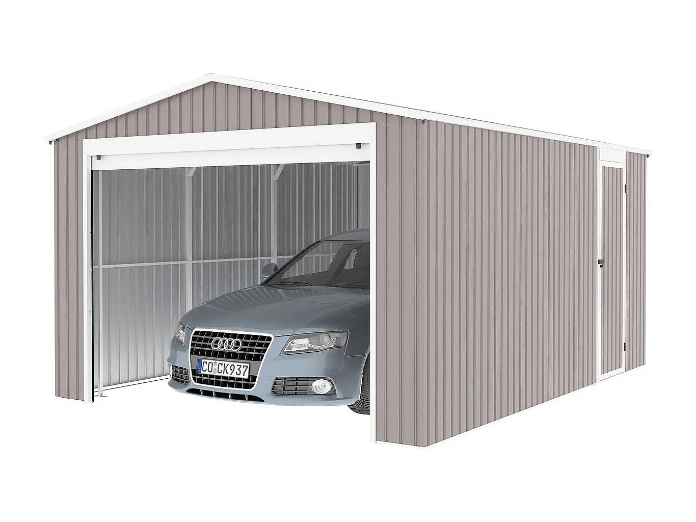 Garage in metallo NEVADA con porta scorrevole - 15,61m²