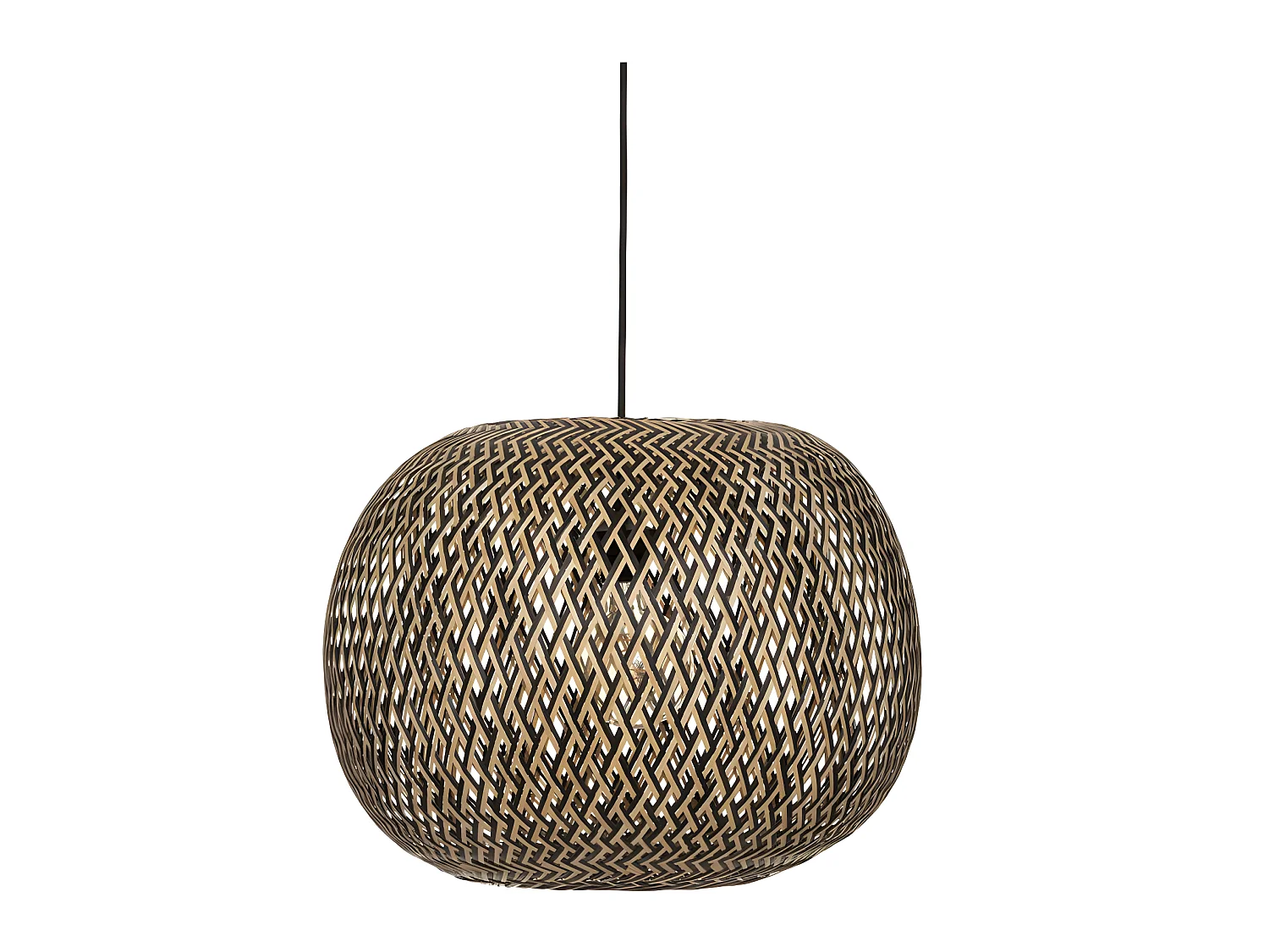Suspension luminaire en bambou et fer multicolore - diamètre 45 x hauteur 35 cm