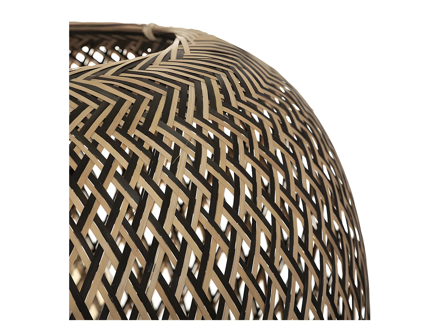 Suspension luminaire en bambou et fer multicolore - diamètre 45 x hauteur 35 cm