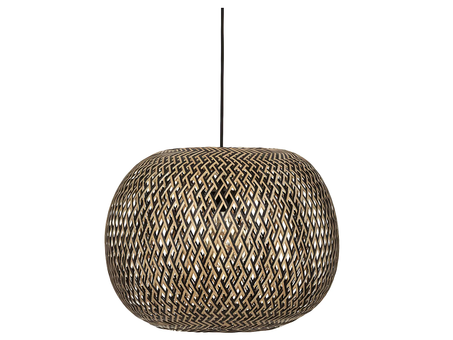 Suspension luminaire en bambou et fer multicolore - diamètre 45 x hauteur 35 cm