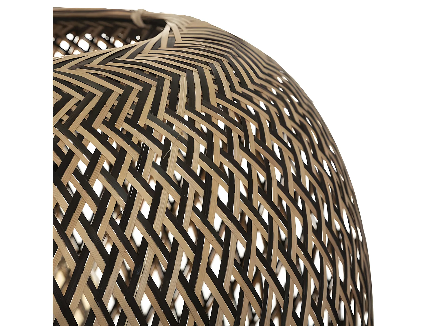 Suspension luminaire en bambou et fer multicolore - diamètre 45 x hauteur 35 cm