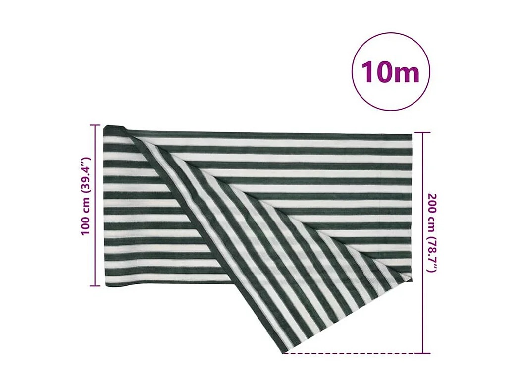 Filet brise-vue vert et blanc 2x10 m PEHD 150 g-m²