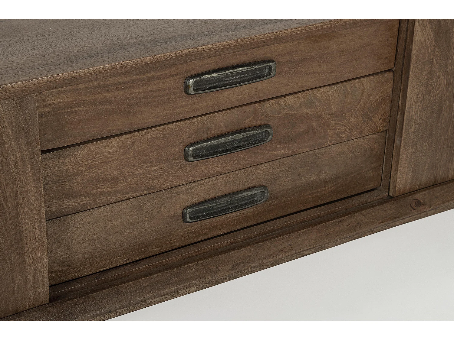 Meuble TV en bois de manguier marron 2 portes 3 tiroirs Kamy 200cm