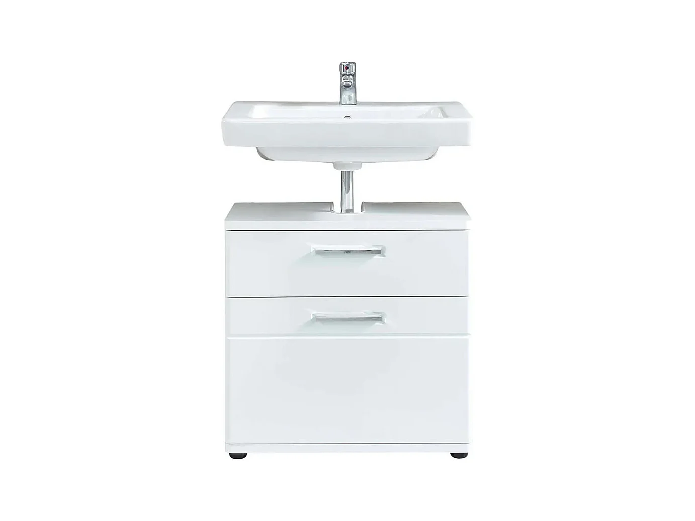 Meuble sous vasque 1 porte 1 tiroir mélaminé blanc Micko