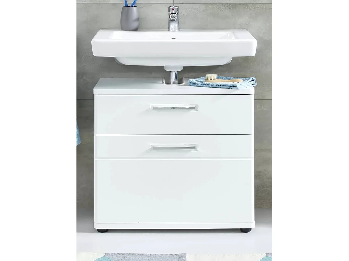 Meuble sous vasque 1 porte 1 tiroir mélaminé blanc Micko