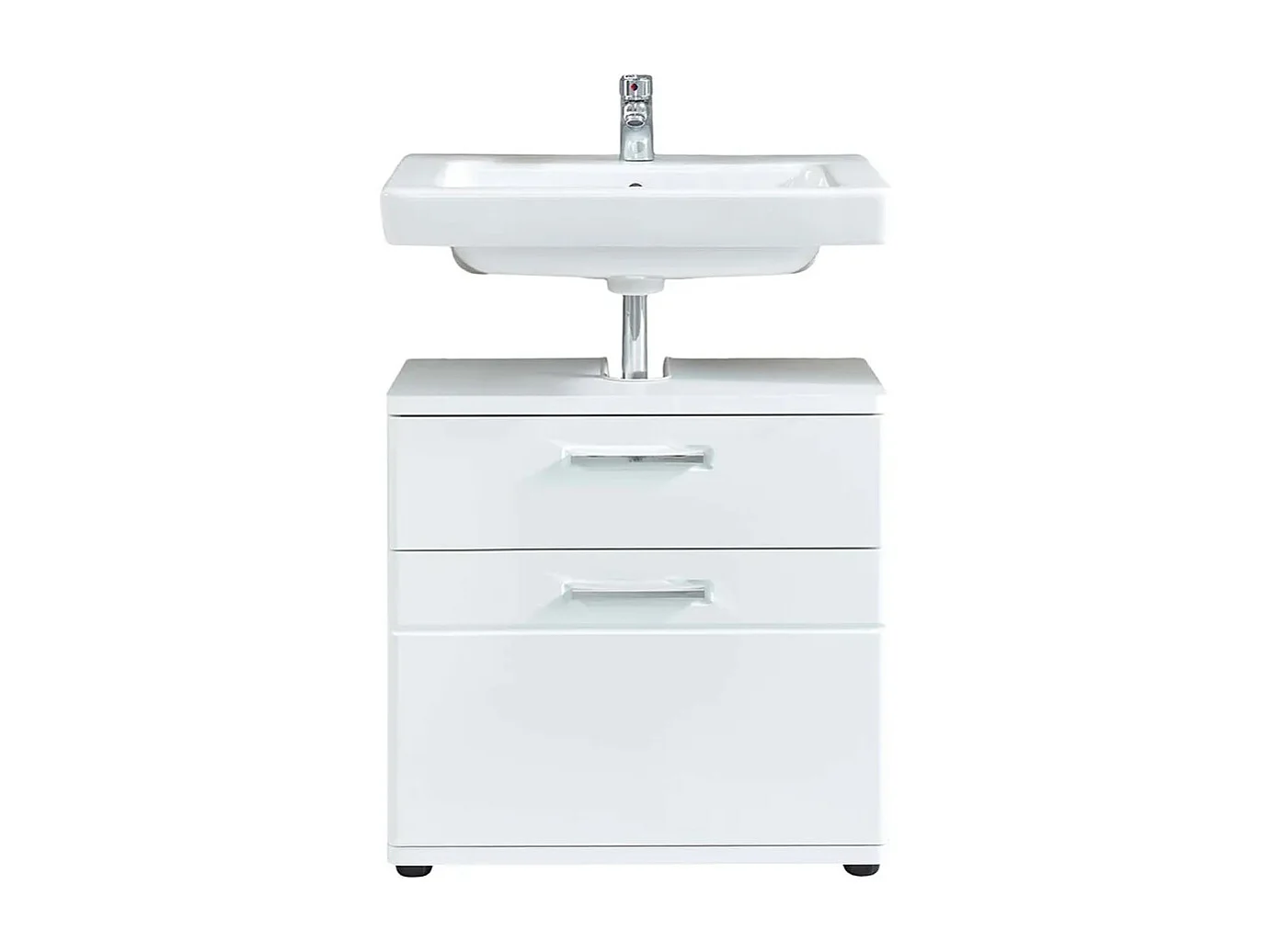 Meuble sous vasque 1 porte 1 tiroir mélaminé blanc Micko