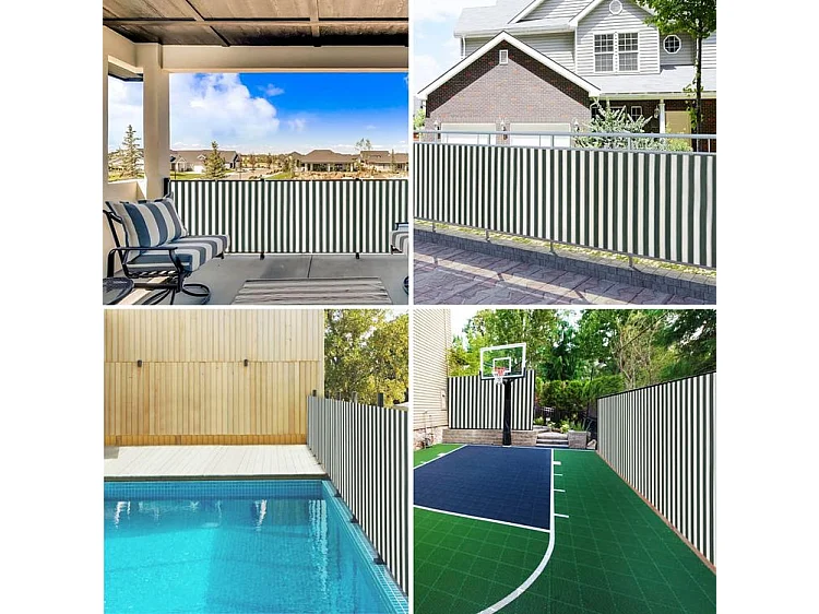 Filet brise-vue vert et blanc 2x10 m PEHD 150 g-m²