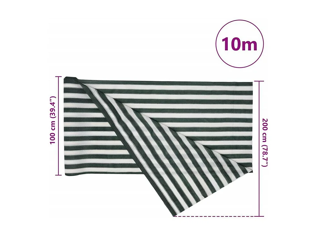 Filet brise-vue vert et blanc 2x10 m PEHD 150 g-m²