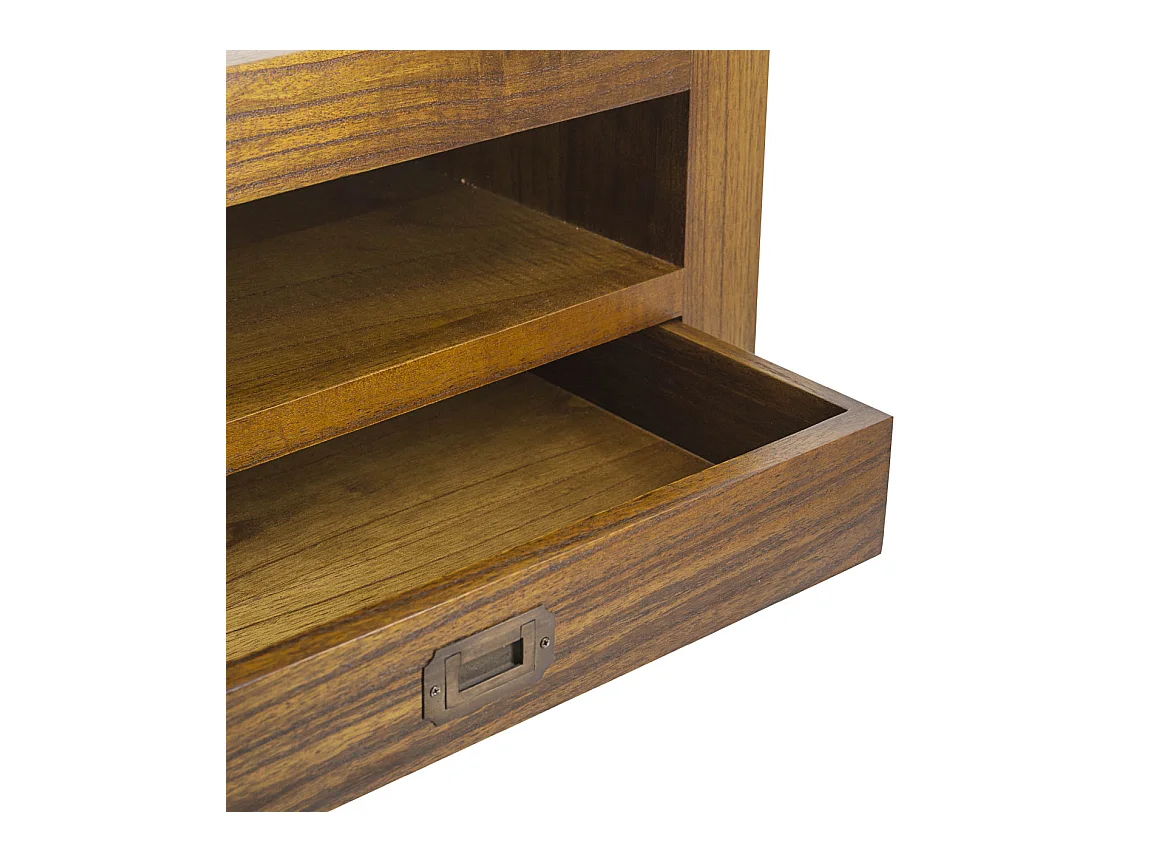 Meuble TV en bois massif de Mindy 2 tiroirs 1 niche Orka 130cm
