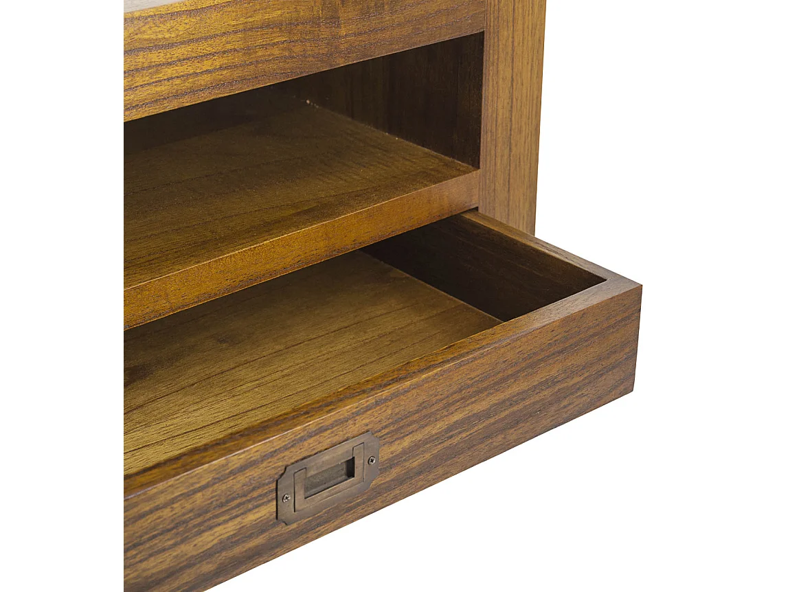 Meuble TV en bois massif de Mindy 2 tiroirs 1 niche Orka 130cm