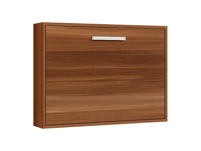 Lit escamotable horizontal OPTIMA-Avec matelas-80x190-Cadre Noyer-Façade Noyer