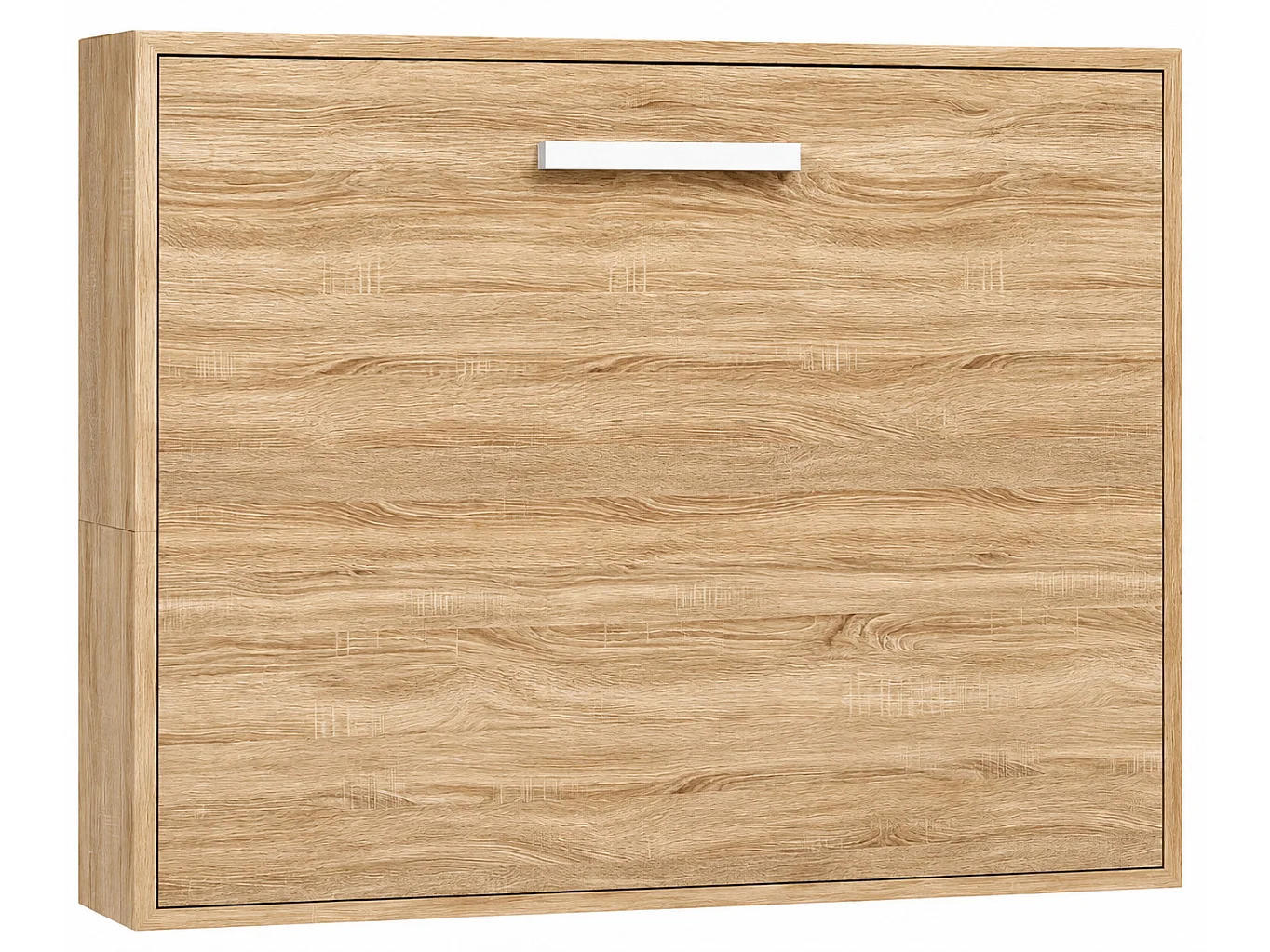 Lit escamotable horizontal OPTIMA-Avec matelas-80x190-Cadre Noyer-Façade Noyer