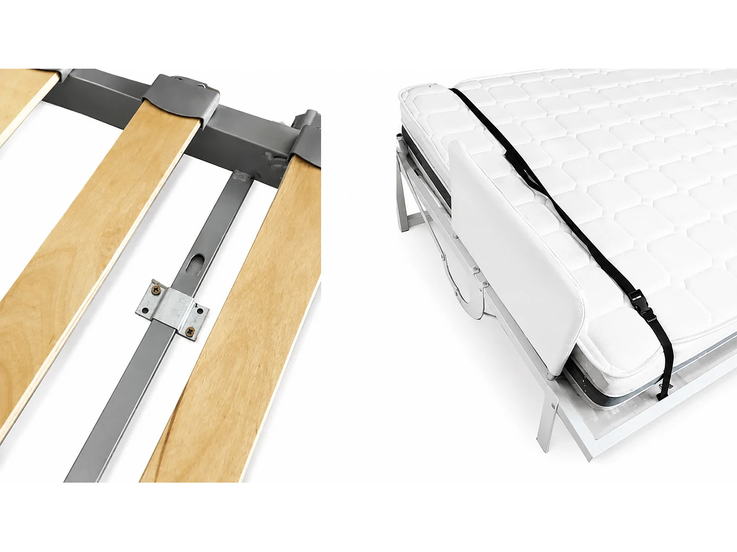 Lit escamotable horizontal OPTIMA-Avec matelas-80x190-Cadre Noyer-Façade Noyer