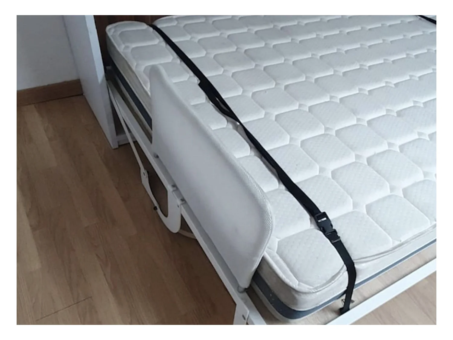 Cama vertical Valencia con sofá y cajones Gama alta-Ropa de cama 80x180 cm-Sofá Beige-Estructura y fachada Blanche