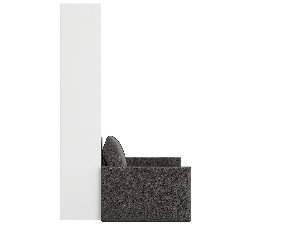 Verticaal opklapbed met hoogwaardige Valencia bank-Matras van schuimrubber van 18 cm-Slapen 140x190cm-Bank Wit-Structuur en gevel Wit