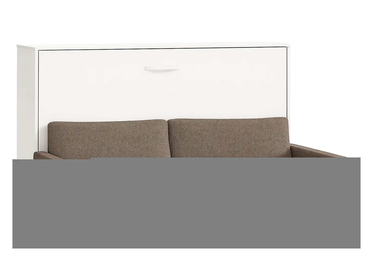 Horizontaal opklapbed met Vetal bank-Slapen 105x190 cm-Bank kameel-Structuur en gevel Wit