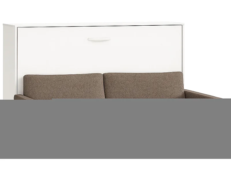 Lit escamotable horizontal avec canapé VETAL-105x190-Canapé Camel-Structure Blanche