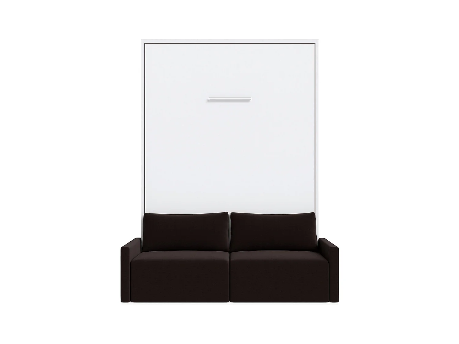 Lit escamotable vertical avec canapé tissu VALENCIA-140x190-Canapé Marron-Structure Blanche