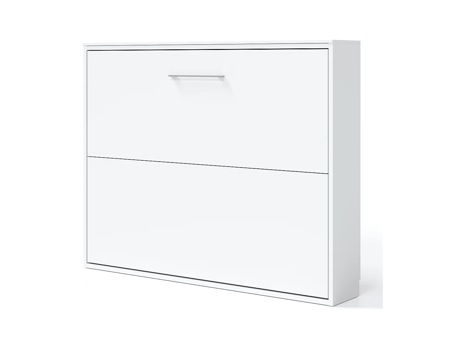 Lit escamotable horizontal 90x190 KLIKA-Avec matelas-Encadrement Chêne clair-Façade Chêne clair