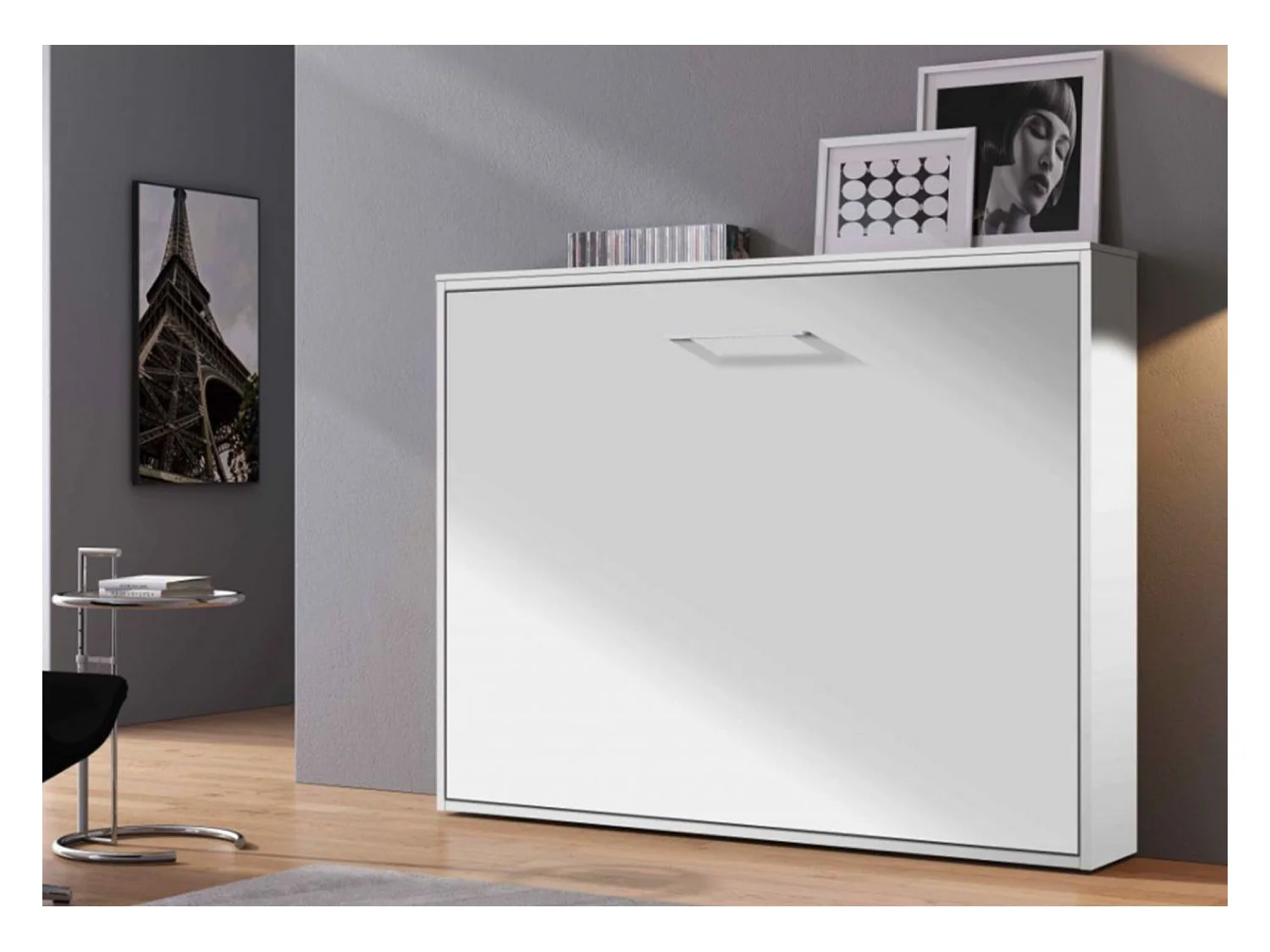 Cama abatible horizontal Klika 140x190-Encofrado Blanco-Frente Blanche