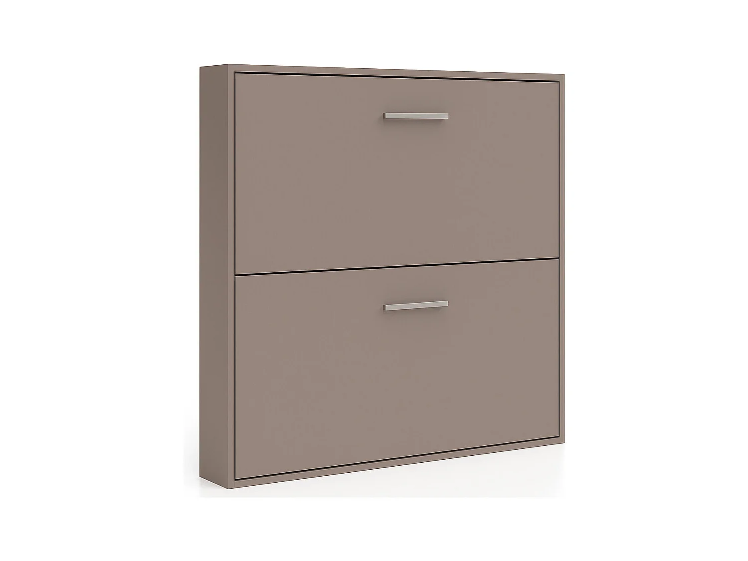 Lit escamotable superposé Sophia-2 matelas-90x190-Encadrement Taupe-Façade Taupe