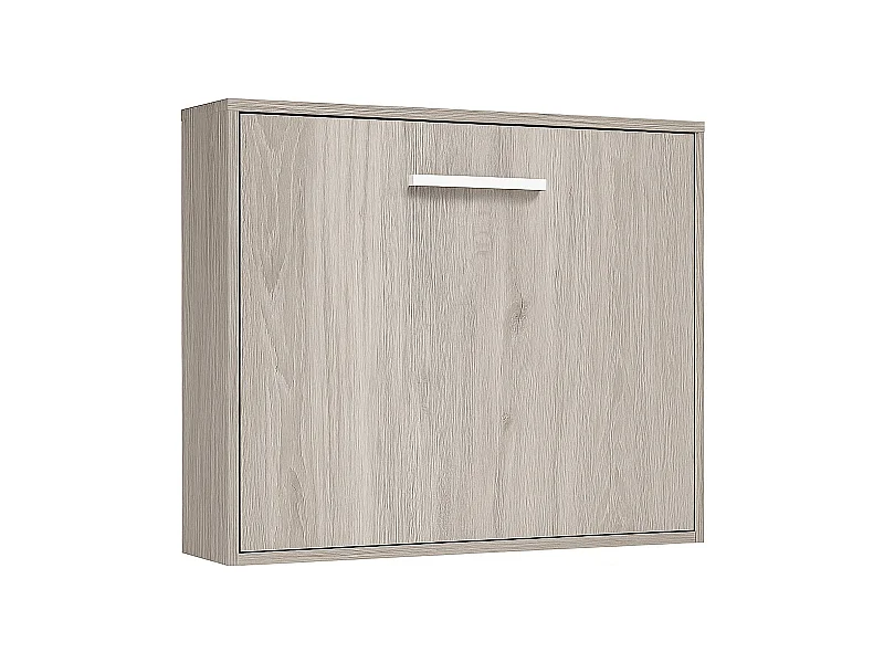 Lit escamotable horizontal OPTIMA-140x190-Cadre Chêne gris-Façade Chêne gris