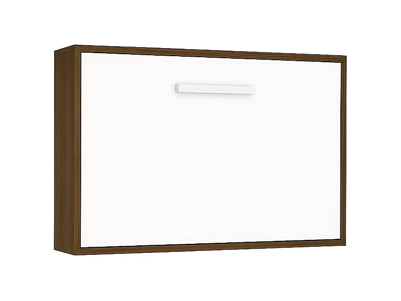 Lit escamotable horizontal OPTIMA-150x200-Cadre Frêne-Façade Blanche