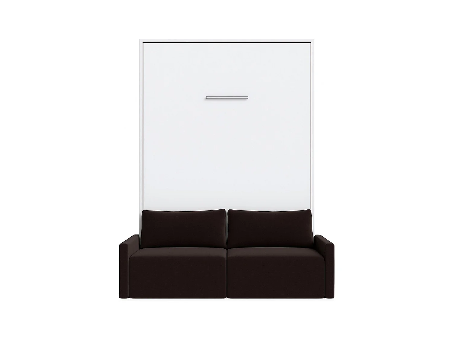Lit escamotable vertical avec canapé tissu VALENCIA-160x200-Canapé Marron-Structure Blanche