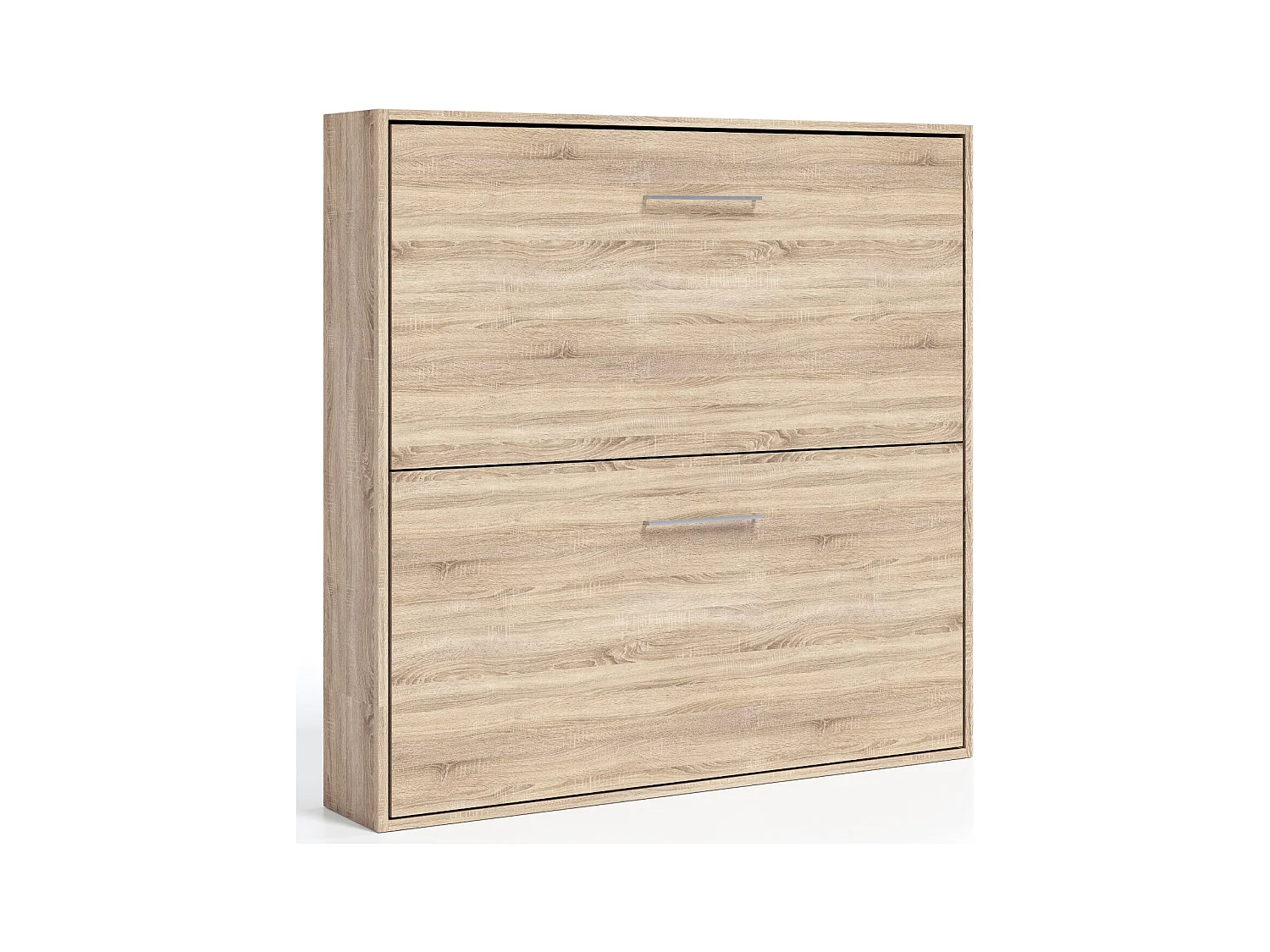 Lit escamotable superposé Sophia-2 matelas-90x190-Encadrement Chêne clair-Façade Chêne clair