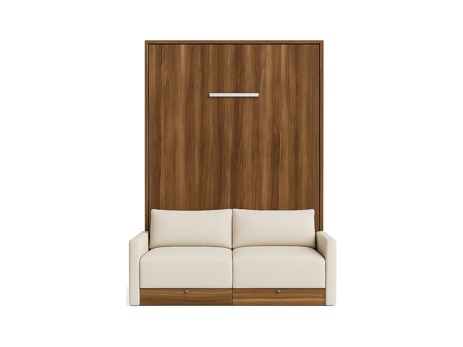 Lit escamotable vertical à tiroirs et canapé tissu VALENCIA-Avec matelas-90x190-Canapé Gris clair-Structure Blanche